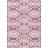 5' X 8' Pink Mauve And Ivory Abstract Washable Indoor Outdoor Area Rug