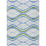 3' X 5' Sky Blue And Beige Abstract Washable Indoor Outdoor Area Rug