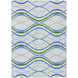 5' X 8' Sky Blue And Beige Abstract Washable Indoor Outdoor Area Rug