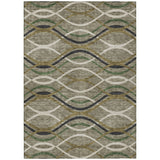 5' X 8' Taupe Beige And Charcoal Abstract Washable Indoor Outdoor Area Rug
