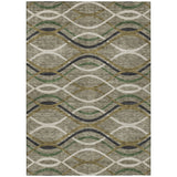 8' X 10' Taupe Beige And Charcoal Abstract Washable Indoor Outdoor Area Rug