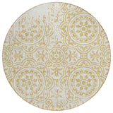8' Gold And Ivory Round Medallion Washable Indoor Outdoor Area Rug