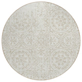 8' Ivory And Beige Round Medallion Washable Indoor Outdoor Area Rug