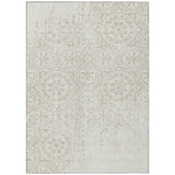 8' X 10' Ivory And Beige Medallion Washable Indoor Outdoor Area Rug