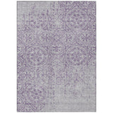 3' X 5' Lavender And Lilac Medallion Washable Indoor Outdoor Area Rug