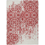 8' X 10' Red And Ivory Medallion Washable Indoor Outdoor Area Rug