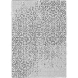 5' X 8' Silver And Gray Medallion Washable Indoor Outdoor Area Rug
