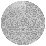 8' Silver And Gray Round Medallion Washable Indoor Outdoor Area Rug