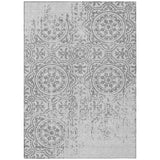 8' X 10' Silver And Gray Medallion Washable Indoor Outdoor Area Rug