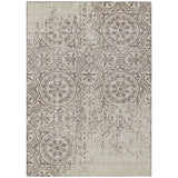 5' X 8' Taupe And Beige Medallion Washable Indoor Outdoor Area Rug