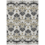 5' X 8' Black Beige And Gold Oriental Washable Indoor Outdoor Area Rug