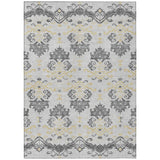 5' X 8' Charcoal Silver And Gold Oriental Washable Indoor Outdoor Area Rug