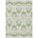 5' X 8' Green Beige And Taupe Oriental Washable Indoor Outdoor Area Rug