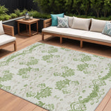 8' X 10' Green Beige And Taupe Oriental Washable Indoor Outdoor Area Rug