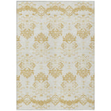 3' X 5' Gold Beige And Wheat Oriental Washable Indoor Outdoor Area Rug
