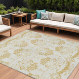 8' X 10' Gold Beige And Wheat Oriental Washable Indoor Outdoor Area Rug