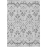 5' X 8' Graphite Gray And Silver Oriental Washable Indoor Outdoor Area Rug