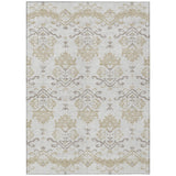 3' X 5' Ivory Beige And Taupe Oriental Washable Indoor Outdoor Area Rug