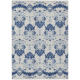 3' X 5' Navy Blue Beige And Denim Blue Oriental Washable Indoor Outdoor Area Rug