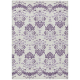 3' X 5' Purple Silver And Lilac Oriental Washable Indoor Outdoor Area Rug