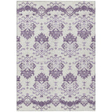 5' X 8' Purple Silver And Lilac Oriental Washable Indoor Outdoor Area Rug