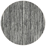 8' Black And Ivory Round Striped Washable Indoor Outdoor Area Rug