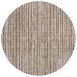 8' Brown And Ivory Round Striped Washable Indoor Outdoor Area Rug