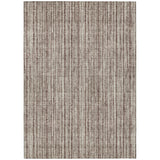 8' X 10' Brown And Ivory Striped Washable Indoor Outdoor Area Rug