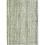 8' X 10' Green And Ivory Striped Washable Indoor Outdoor Area Rug