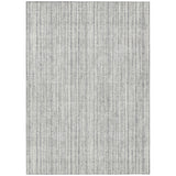5' X 8' Gray And Silver Striped Washable Indoor Outdoor Area Rug