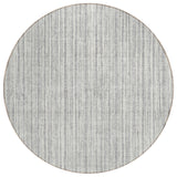 8' Gray And Silver Round Striped Washable Indoor Outdoor Area Rug