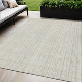 5' X 8' Ivory And Beige Striped Washable Indoor Outdoor Area Rug