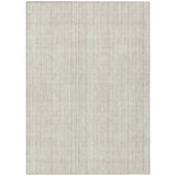 8' X 10' Ivory And Beige Striped Washable Indoor Outdoor Area Rug