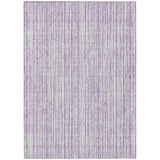 8' X 10' Lavender And Ivory Striped Washable Indoor Outdoor Area Rug