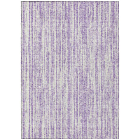 8' X 10' Lavender And Ivory Striped Washable Indoor Outdoor Area Rug