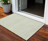 3' X 5' Mint Green And Ivory Striped Washable Indoor Outdoor Area Rug