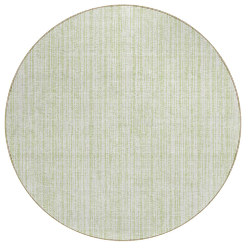 8' Mint Green And Ivory Round Striped Washable Indoor Outdoor Area Rug