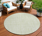 8' Mint Green And Ivory Round Striped Washable Indoor Outdoor Area Rug