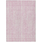 5' X 8' Pink And Ivory Striped Washable Indoor Outdoor Area Rug