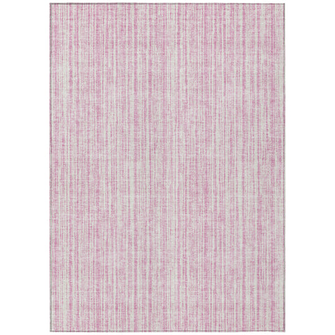 8' X 10' Pink And Ivory Striped Washable Indoor Outdoor Area Rug