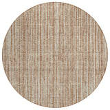 8' Orange And Beige Round Striped Washable Indoor Outdoor Area Rug