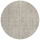 8' Taupe And Beige Round Striped Washable Indoor Outdoor Area Rug