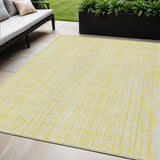 5' X 8' Yellow And Ivory Striped Washable Indoor Outdoor Area Rug