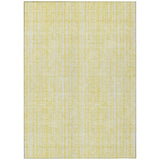 8' X 10' Yellow And Ivory Striped Washable Indoor Outdoor Area Rug