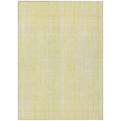 8' X 10' Yellow And Ivory Striped Washable Indoor Outdoor Area Rug