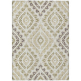 8' X 10' Beige Taupe And Ivory Floral Washable Indoor Outdoor Area Rug