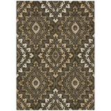 3' X 5' Brown Taupe And Gray Floral Washable Indoor Outdoor Area Rug