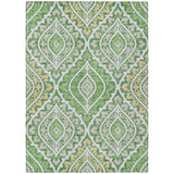 5' X 8' Green Beige And Ivory Floral Washable Indoor Outdoor Area Rug
