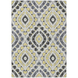 8' X 10' Gray Silver And Charcoal Floral Washable Indoor Outdoor Area Rug