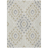 8' X 10' Ivory Beige And Gray Floral Washable Indoor Outdoor Area Rug